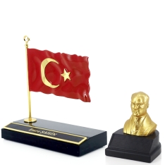 Atatürklü Metal Türk Bayrağı