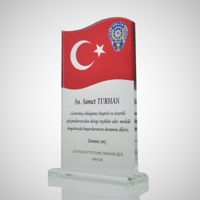 Bayrak Baskılı Kristal Plaket